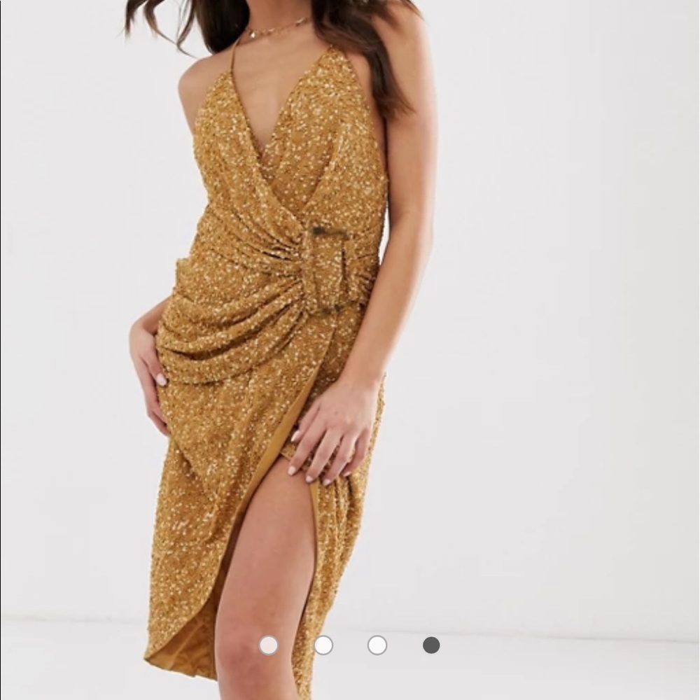 ASOS all over drape mitre sequins midi dress